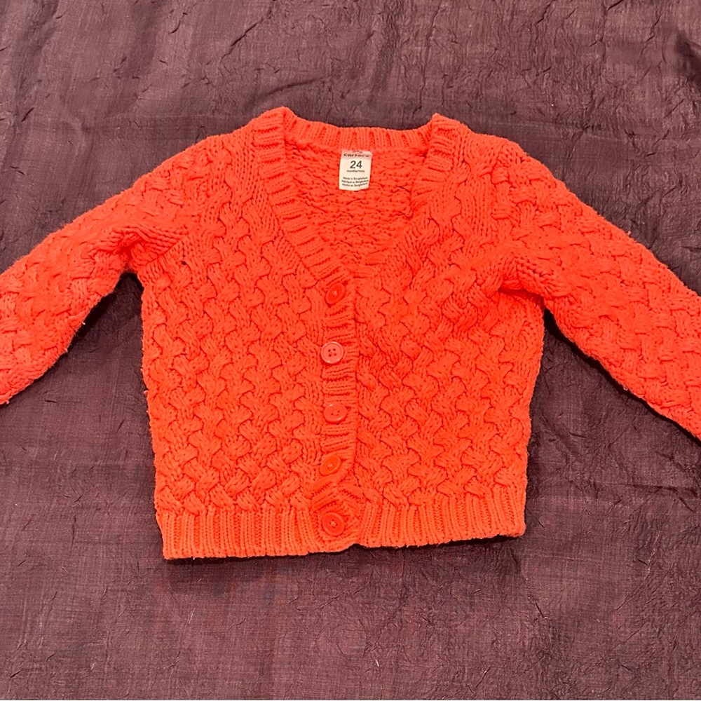 Vibrant Orange Knit Cardigan